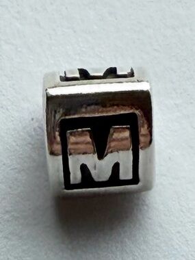 Pandora Sterling Silver Letter M Charm Alphabet Bead 925 ALE Initial Charm